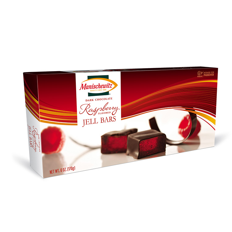 Manischewitz dark chocolate raspberry flavored jell bars 6 oz