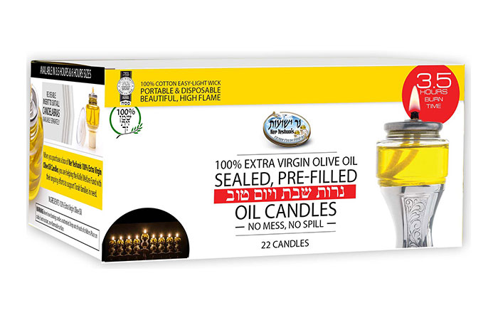 Ner Yeshuois 3.5 Hour Olive Oil Candles 22ct