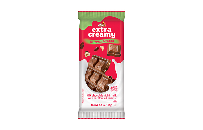 Elite Extra Creamy Chocolate Bar -Creamy Milk, Raisin and Nuts 3.5 oz