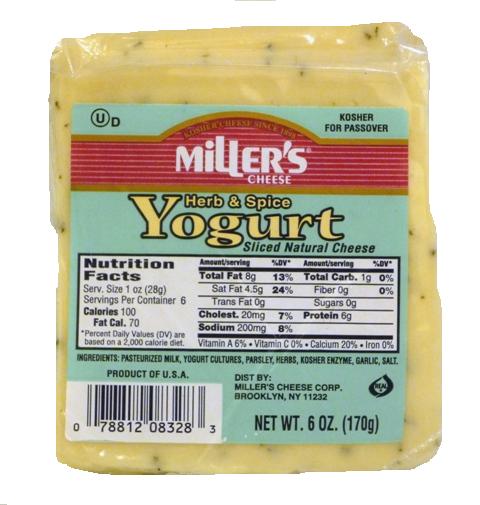 Miller's Herb & Spice Yogurt Sliced Natural Cheese 6 oz