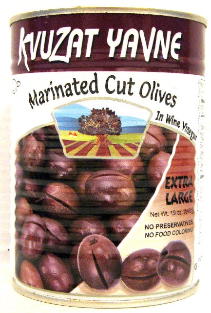 Kvuzat Yavne Marinated Cut Olives in Wine Vinegar Extra Large 19 oz