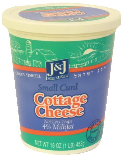 J&J Kosher Dairy Small Curd Cottage Cheese 4% Milk Fat 16 oz