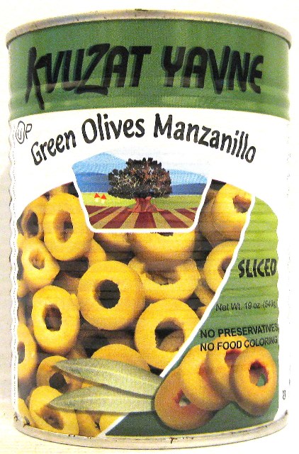 Kvuzat Yavne Green Olives Manzanillo Sliced 19 oz