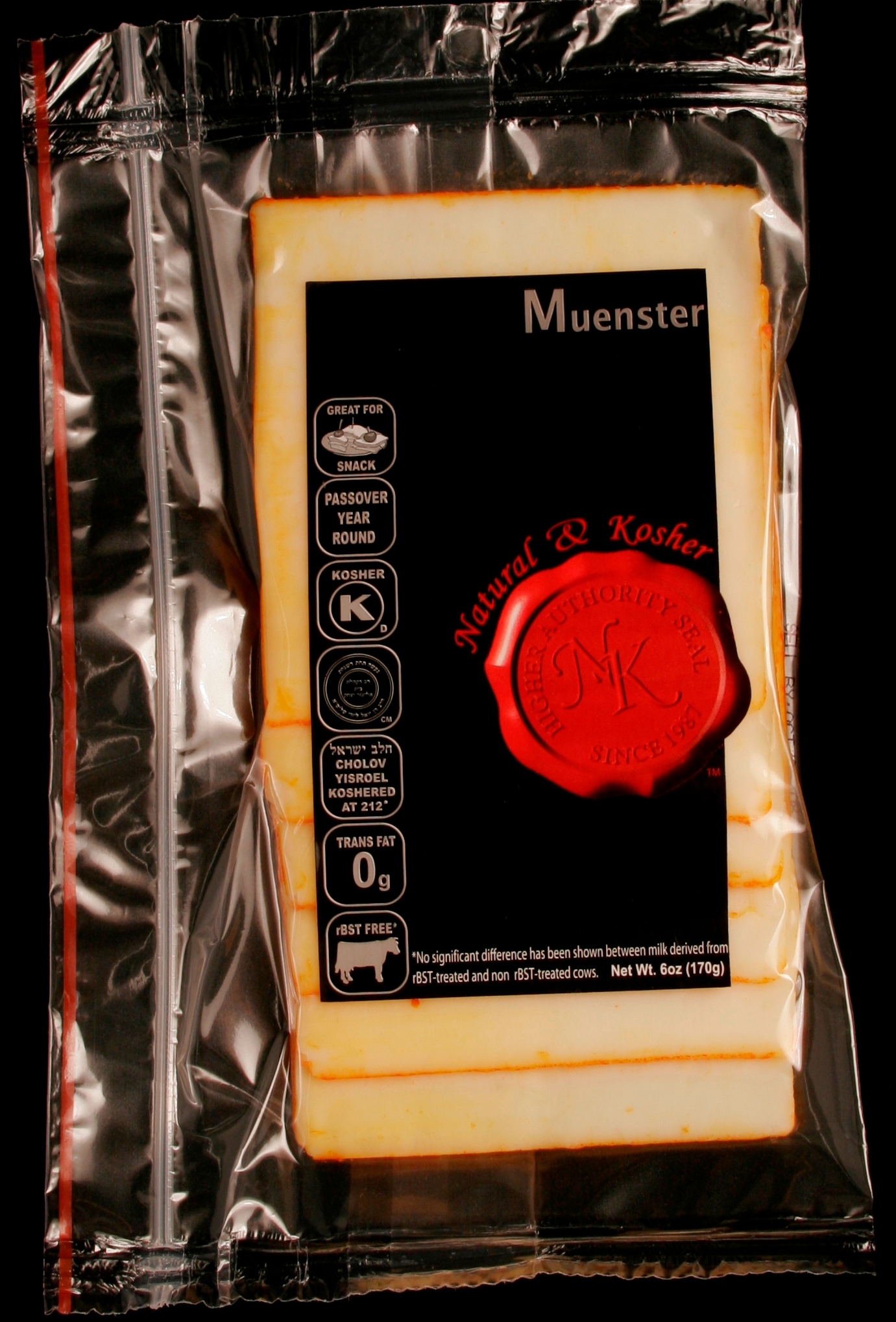 Natural & Kosher Sliced Muenster Cheese 6 oz