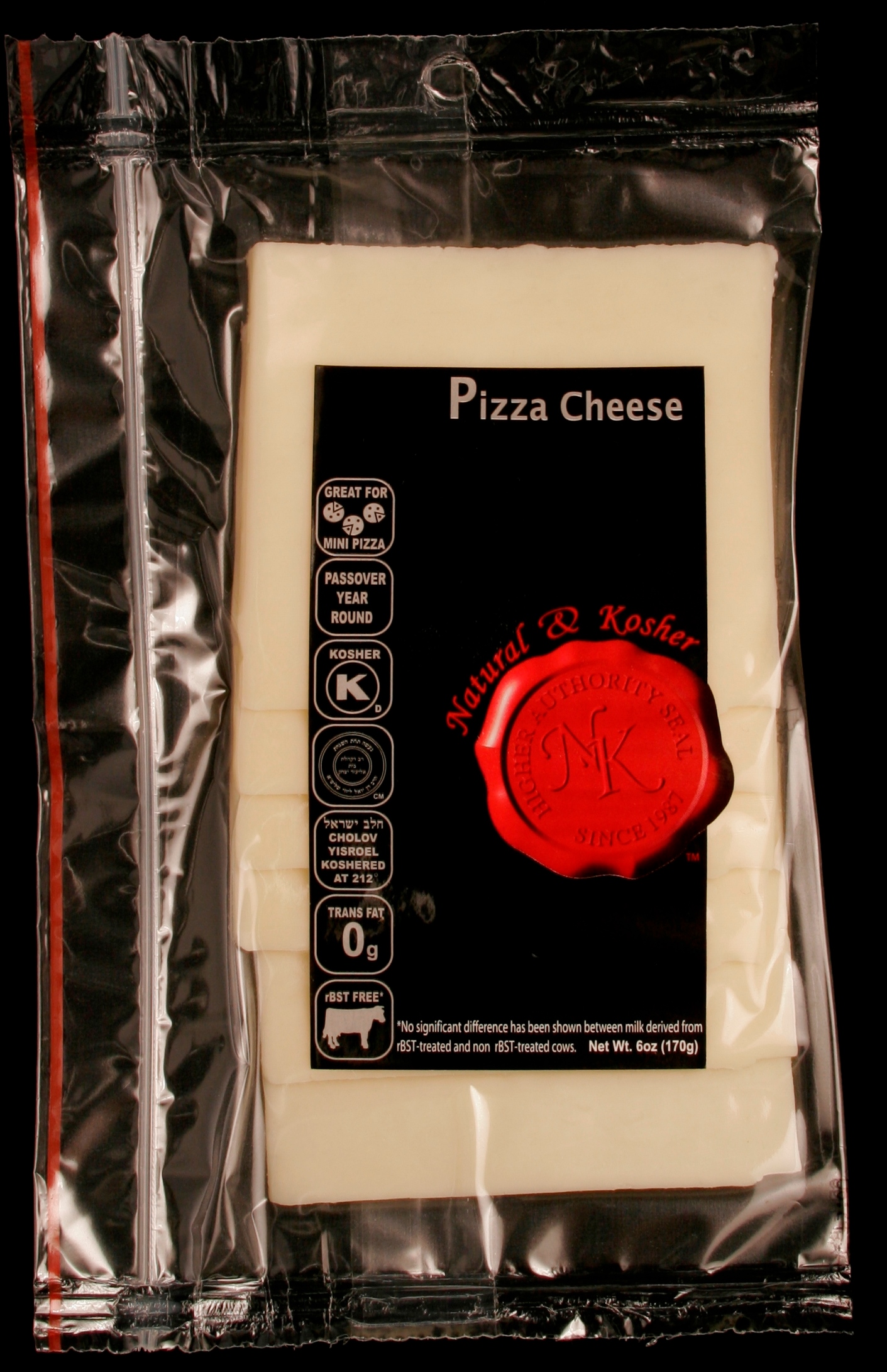 Natural & Kosher Sliced Pizza Cheese 6 oz