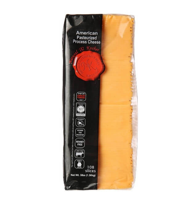 Natural & Kosher Yellow American Cheese 108 Slices 3 lbs.